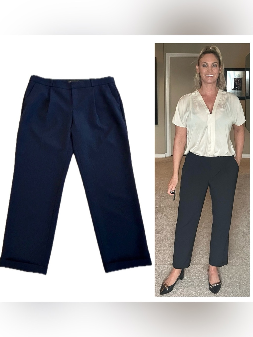 BANANA republic navy blue front pleat Avery pants Sz 8